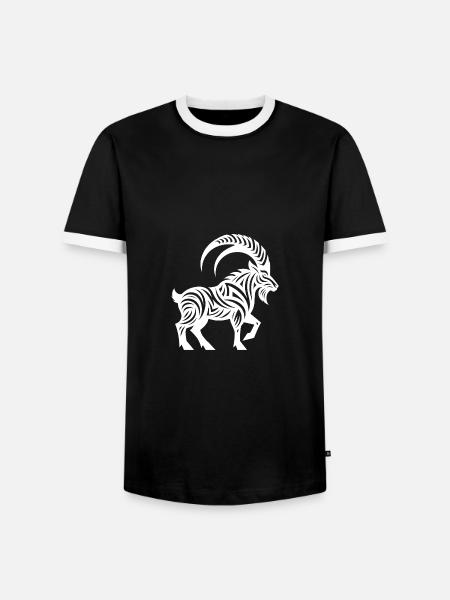 Wilder Steinbock Tattoo - Männer Kontrast-T-Shirt - Schwarz/Weiß