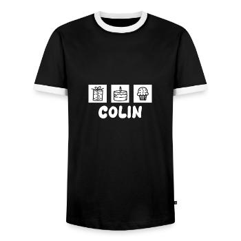 Cadeau pour Colin - T-shirt contrasté Homme - noir/blanc - Devant - AI Model Female 172 light (172cm) & AI Model Male 178 light (178cm)