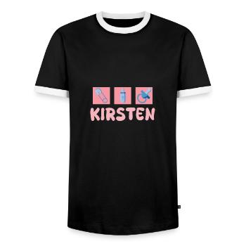 Schnuller Kirsten - Männer Kontrast-T-Shirt - Schwarz/Weiß - Vorne - AI Model Female 172 light (172cm) & AI Model Male 178 light (178cm)