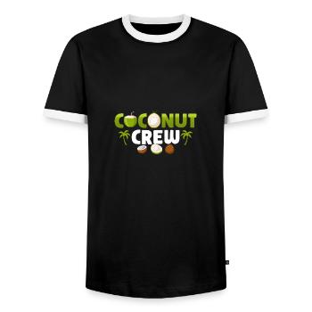 Coconut Palm Coconut Crew - Men's Ringer Shirt - black/white - Front - AI Model Female 172 light (172cm) & AI Model Male 178 light (178cm)