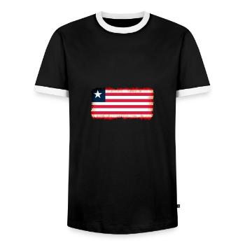 Libéria en tant que Libéria - T-shirt contrasté Homme - noir/blanc - Devant - AI Model Female 172 light (172cm) & AI Model Male 178 light (178cm)