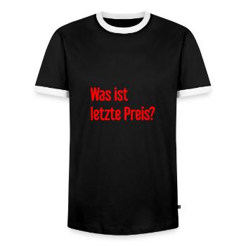 What is last price? - Men's Ringer Shirt - black/white - Front - AI Model Female 172 light (172cm) & AI Model Male 178 light (178cm)