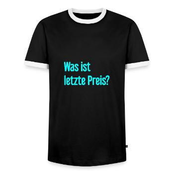 What is last price? - Men's Ringer Shirt - black/white - Front - AI Model Female 172 light (172cm) & AI Model Male 178 light (178cm)