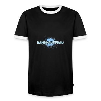 Bank clerk - Men's Ringer Shirt - black/white - Front - AI Model Female 172 light (172cm) & AI Model Male 178 light (178cm)