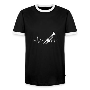 Joueur de trompettes Coeurs ECG Musiciens - T-shirt contrasté Homme - noir/blanc - Devant - AI Model Female 172 light (172cm) & AI Model Male 178 light (178cm)