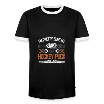 Ice Hockey Funny Saying - Men's Ringer Shirt - black/white - Front - AI Model Female 172 light (172cm) & AI Model Male 178 light (178cm)