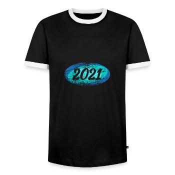 Witzig 2021 - Männer Kontrast-T-Shirt - Schwarz/Weiß - Vorne - AI Model Female 172 light (172cm) & AI Model Male 178 light (178cm)