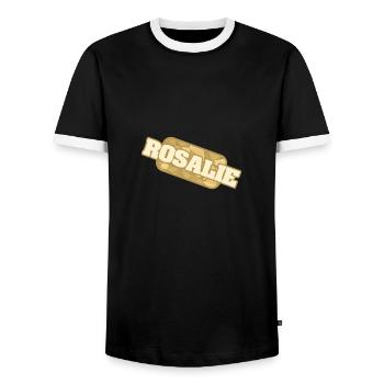 Nature Santé Bio Prénom Rosalie - T-shirt contrasté Homme - noir/blanc - Devant - AI Model Female 172 light (172cm) & AI Model Male 178 light (178cm)