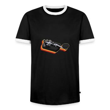 Radio Operator Hobby Mortar Morse Radio Amateur Radio - Men's Ringer Shirt - black/white - Front - AI Model Female 172 light (172cm) & AI Model Male 178 light (178cm)
