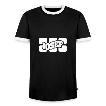 Josef - Men's Ringer Shirt - black/white - Front - AI Model Female 172 light (172cm) & AI Model Male 178 light (178cm)