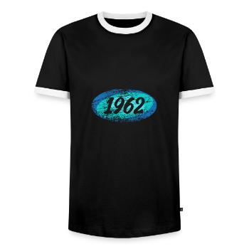 1962 1962 - Männer Kontrast-T-Shirt - Schwarz/Weiß - Vorne - AI Model Female 172 light (172cm) & AI Model Male 178 light (178cm)