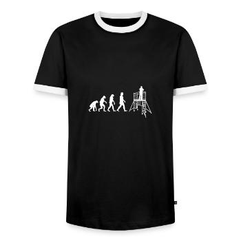 Gerüstbauer evolutionsfür gerüst installateuere - Männer Kontrast-T-Shirt - Schwarz/Weiß - Vorne - AI Model Female 172 light (172cm) & AI Model Male 178 light (178cm)