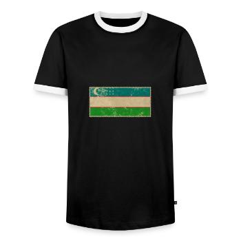 Uzbekistan - Men's Ringer Shirt - black/white - Front - AI Model Female 172 light (172cm) & AI Model Male 178 light (178cm)