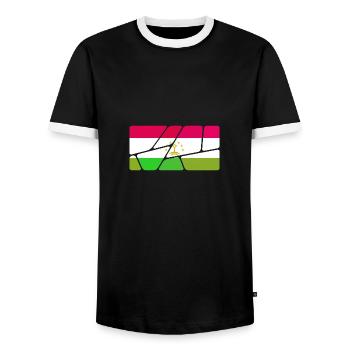 Cadeau pour le Tadjikistan - T-shirt contrasté Homme - noir/blanc - Devant - AI Model Female 172 light (172cm) & AI Model Male 178 light (178cm)