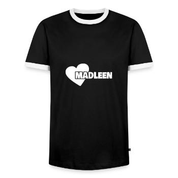 Madleen as a first name - Men's Ringer Shirt - black/white - Front - AI Model Female 172 light (172cm) & AI Model Male 178 light (178cm)