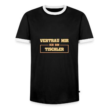 Charpentier drôle - T-shirt contrasté Homme - noir/blanc - Devant - AI Model Female 172 light (172cm) & AI Model Male 178 light (178cm)
