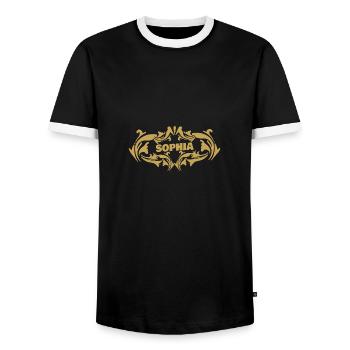 Gift idea Sophia - Men's Ringer Shirt - black/white - Front - AI Model Female 172 light (172cm) & AI Model Male 178 light (178cm)