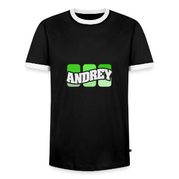 Name: Andrey - Men's Ringer Shirt - black/white - Front - AI Model Female 172 light (172cm) & AI Model Male 178 light (178cm)