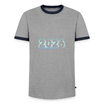 2026 - T-shirt contrasté Homme - gris/marine  - Devant - AI Model Female 172 light (172cm) & AI Model Male 178 light (178cm)