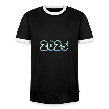 2025 - Men's Ringer Shirt - black/white - Front - AI Model Female 172 light (172cm) & AI Model Male 178 light (178cm)