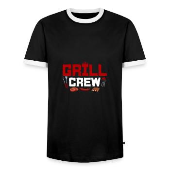 Grillparty Hobby Griller BBQ Grillen Grill Crew - Männer Kontrast-T-Shirt - Schwarz/Weiß - Vorne - AI Model Female 172 light (172cm) & AI Model Male 178 light (178cm)