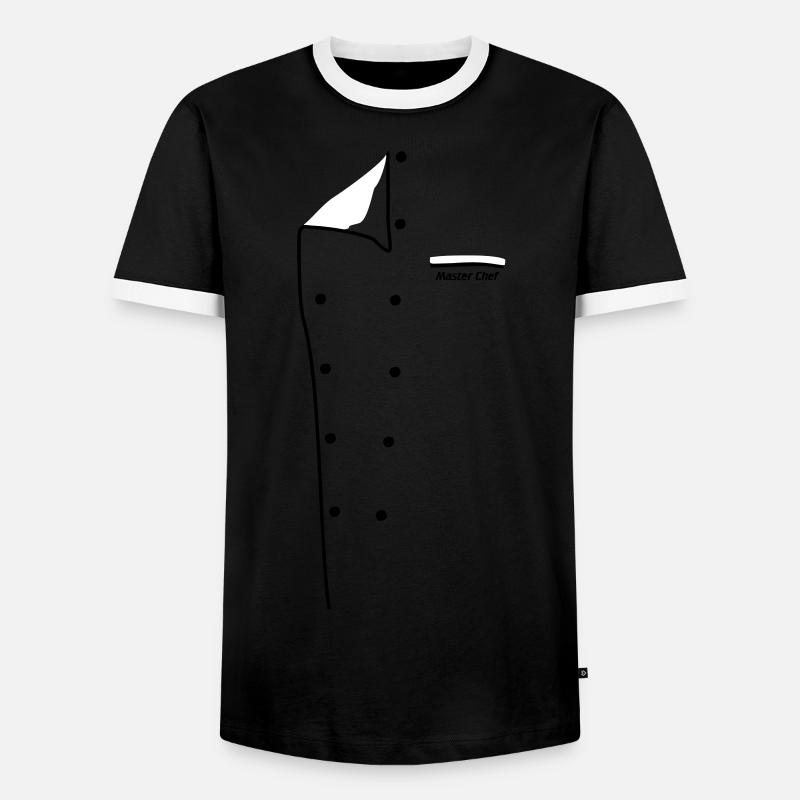 chef jacket - Men's Ringer Shirt - black/white
