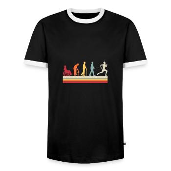 Therapeut Human Evolution Vintage Physiotherapeut - Männer Kontrast-T-Shirt - Schwarz/Weiß - Vorne - AI Model Female 172 light (172cm) & AI Model Male 178 light (178cm)