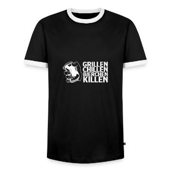 Dosenbier Kistenlauf Bier Saufen Bierzelt Alkohol - Männer Kontrast-T-Shirt - Schwarz/Weiß - Vorne - AI Model Female 172 light (172cm) & AI Model Male 178 light (178cm)