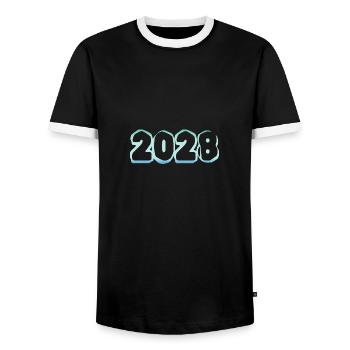 2028 - T-shirt contrasté Homme - noir/blanc - Devant - AI Model Female 172 light (172cm) & AI Model Male 178 light (178cm)