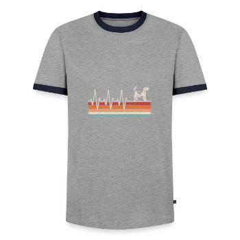 Battement de cœur du beagle - T-shirt contrasté Homme - gris/marine  - Devant - AI Model Female 172 light (172cm) & AI Model Male 178 light (178cm)