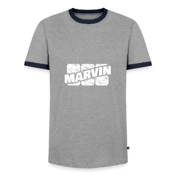 Marvin Marvin - Men's Ringer Shirt - grey/navy  - Front - AI Model Female 172 light (172cm) & AI Model Male 178 light (178cm)