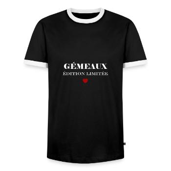 gémeaux - T-shirt contrasté Homme - noir/blanc - Devant - AI Model Female 172 light (172cm) & AI Model Male 178 light (178cm)
