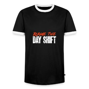 Infirmière de nuit - T-shirt contrasté Homme - noir/blanc - Devant - AI Model Female 172 light (172cm) & AI Model Male 178 light (178cm)