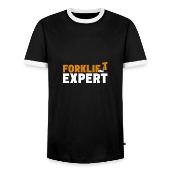 Forklift operator funny forklifter expert - Men's Ringer Shirt - black/white - Front - AI Model Female 172 light (172cm) & AI Model Male 178 light (178cm)