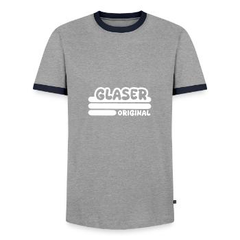 Profession : Vitrier - T-shirt contrasté Homme - gris/marine  - Devant - AI Model Female 172 light (172cm) & AI Model Male 178 light (178cm)