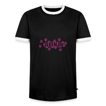 Alina als Alina - Männer Kontrast-T-Shirt - Schwarz/Weiß - Vorne - AI Model Female 172 light (172cm) & AI Model Male 178 light (178cm)