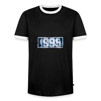 1998 - T-shirt contrasté Homme - noir/blanc - Devant - AI Model Female 172 light (172cm) & AI Model Male 178 light (178cm)