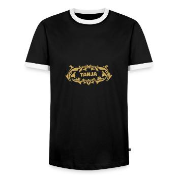 Jennifer - Men's Ringer Shirt - black/white - Front - AI Model Female 172 light (172cm) & AI Model Male 178 light (178cm)