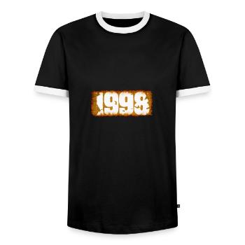 1998 - T-shirt contrasté Homme - noir/blanc - Devant - AI Model Female 172 light (172cm) & AI Model Male 178 light (178cm)
