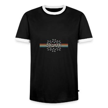 Nom de la femme Dagmar - T-shirt contrasté Homme - noir/blanc - Devant - AI Model Female 172 light (172cm) & AI Model Male 178 light (178cm)