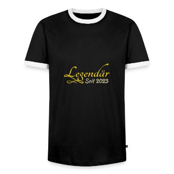 2023 - Männer Kontrast-T-Shirt - Schwarz/Weiß - Vorne - AI Model Female 172 light (172cm) & AI Model Male 178 light (178cm)