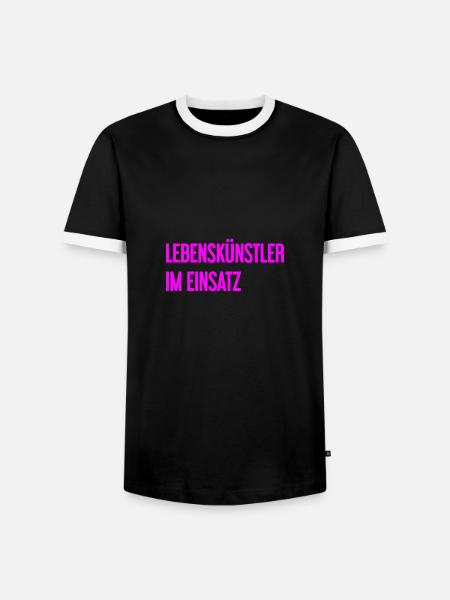 Lebenskünstler im Einsatz - Männer Kontrast-T-Shirt - Schwarz/Weiß