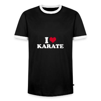 I Love Karate - Männer Kontrast-T-Shirt - Schwarz/Weiß - Vorne - AI Model Female 172 light (172cm) & AI Model Male 178 light (178cm)