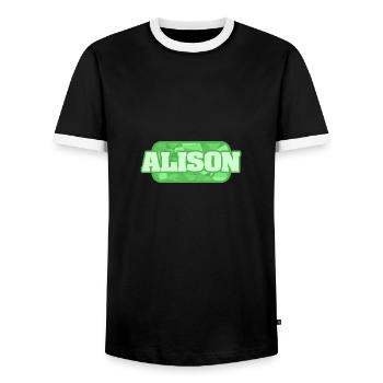 Gift for Alison - Men's Ringer Shirt - black/white - Front - AI Model Female 172 light (172cm) & AI Model Male 178 light (178cm)
