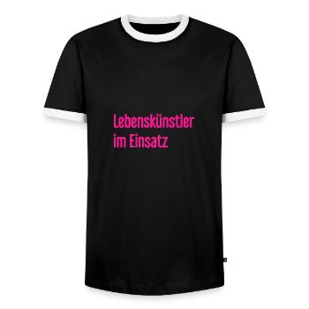 Artistes de la vie en action - T-shirt contrasté Homme - noir/blanc - Devant - AI Model Female 172 light (172cm) & AI Model Male 178 light (178cm)