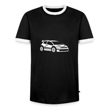 Rallye-Fahrzeug - Männer Kontrast-T-Shirt - Schwarz/Weiß - Vorne - AI Model Female 172 light (172cm) & AI Model Male 178 light (178cm)