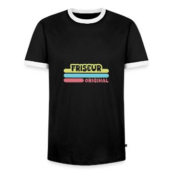 Vorname Friseur - Männer Kontrast-T-Shirt - Schwarz/Weiß - Vorne - AI Model Female 172 light (172cm) & AI Model Male 178 light (178cm)