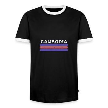 Cambodia Flag Asia Tradition Holiday - Men's Ringer Shirt - black/white - Front - AI Model Female 172 light (172cm) & AI Model Male 178 light (178cm)