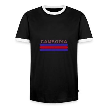 Cambodia Flag Asia Tradition Holiday - Men's Ringer Shirt - black/white - Front - AI Model Female 172 light (172cm) & AI Model Male 178 light (178cm)