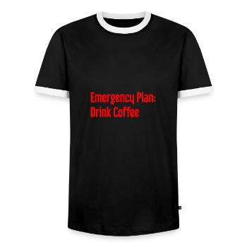 Coffee Contingency Plan - Men's Ringer Shirt - black/white - Front - AI Model Female 172 light (172cm) & AI Model Male 178 light (178cm)